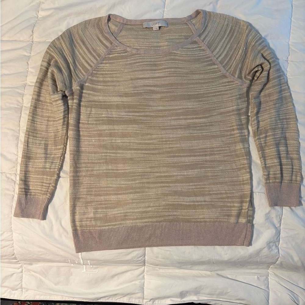 LOFT lightweight crew neck, beige, medium